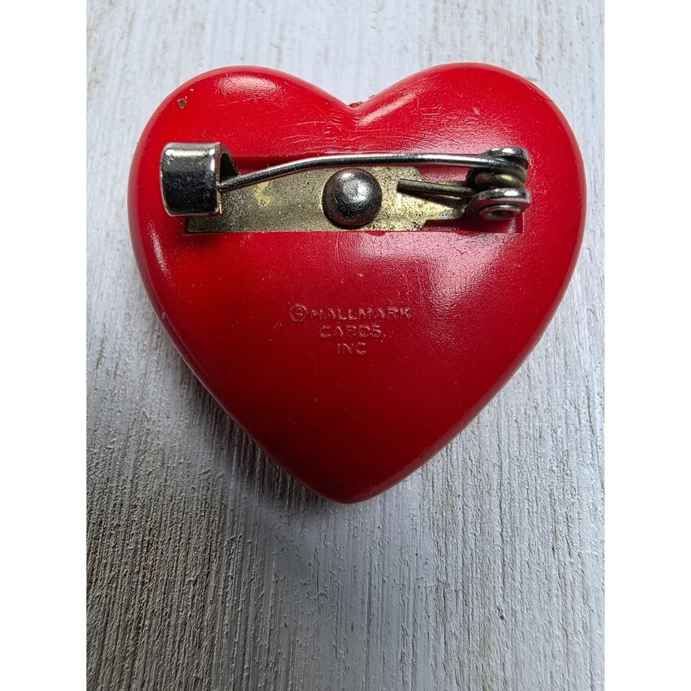 Vintage Hallmark Red Heart Pin Brooch Valentine Kitsch Cottagecore Minimalist